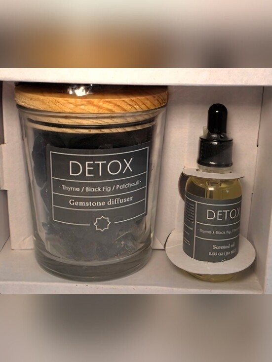 Found Fable Other - NWT F&F Salt Rock Gemstone Diffuser Set Black Essential Oil Blend Detox Modern